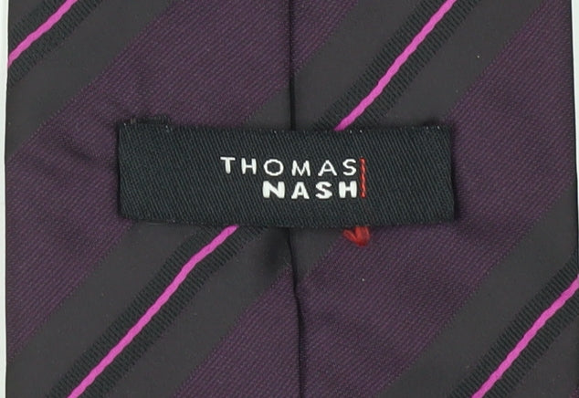 Thomas Nash Men's Purple Striped Polyester Tie