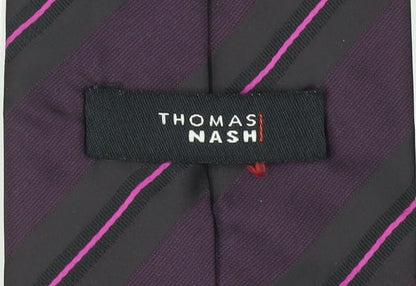 Thomas Nash Men's Purple Striped Polyester Tie