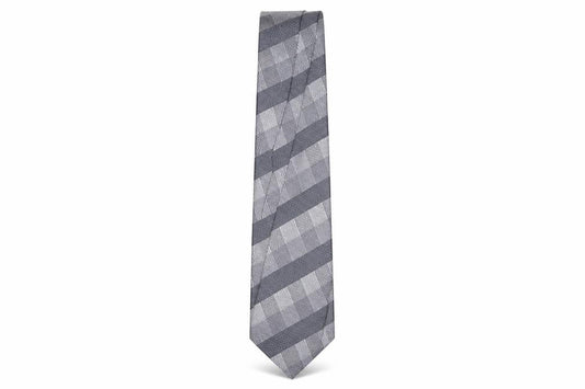 Mens Stvdio Jeff Banks Grey Plaids & Checks 100% Silk Designer Tie