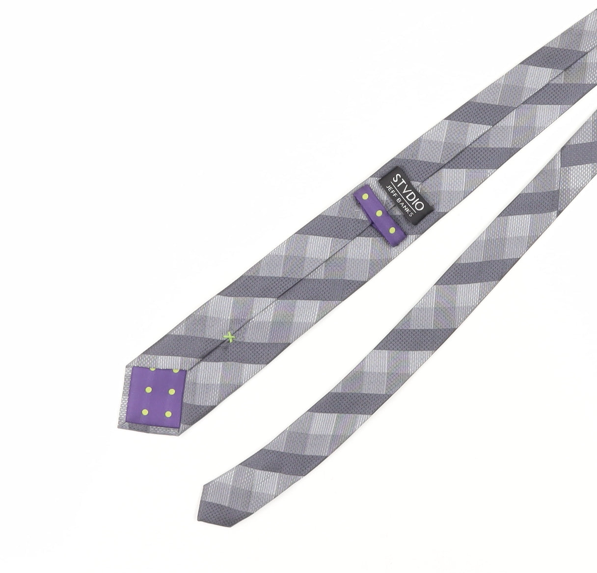 Mens Stvdio Jeff Banks Grey Plaids & Checks 100% Silk Designer Tie