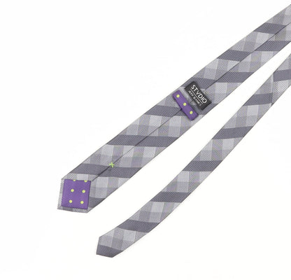Mens Stvdio Jeff Banks Grey Plaids & Checks 100% Silk Designer Tie