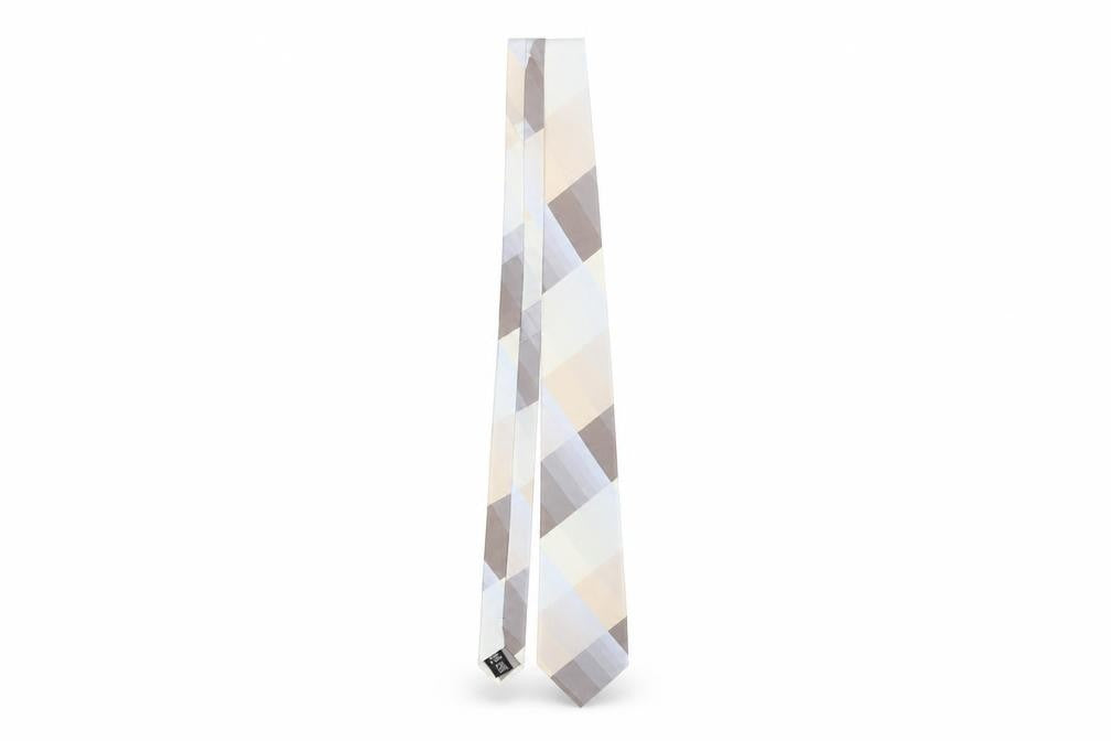 Mens Thomas Nash Grey Plaids & Checks 100% Silk Designer Tie
