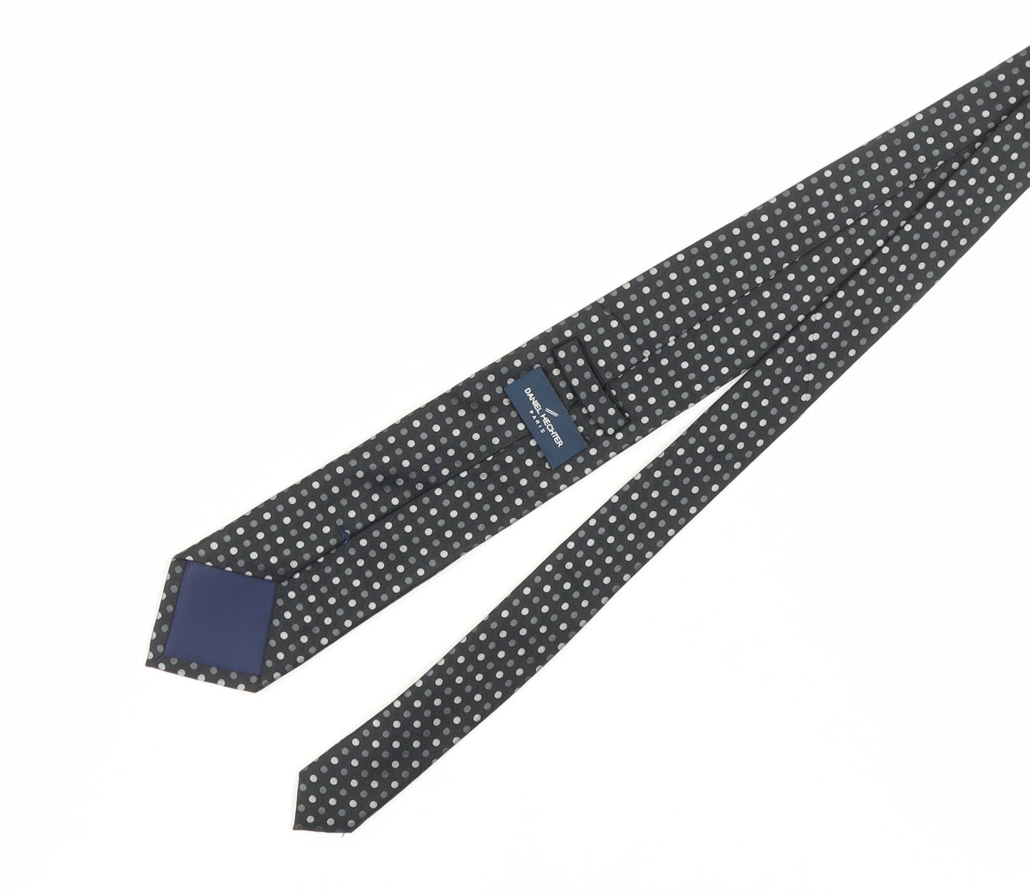 Mens Daniel Hechter Black Polka Dot 100% Silk  Tie