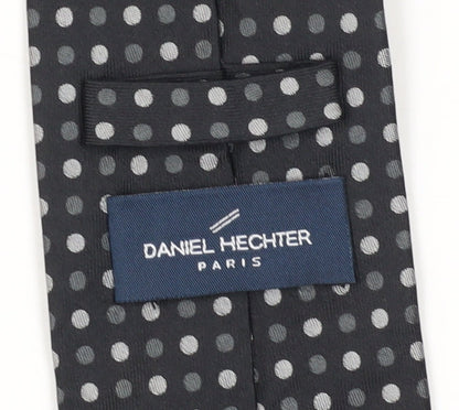 Mens Daniel Hechter Black Polka Dot 100% Silk  Tie
