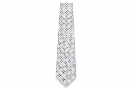 Mens Pierre Cardin White Geometric 100 Designer Tie