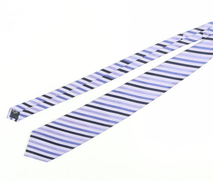 Mens Dehavilland Purple Striped 100% Silk  Tie