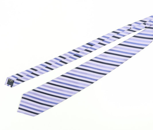 Mens Dehavilland Purple Striped 100% Silk  Tie