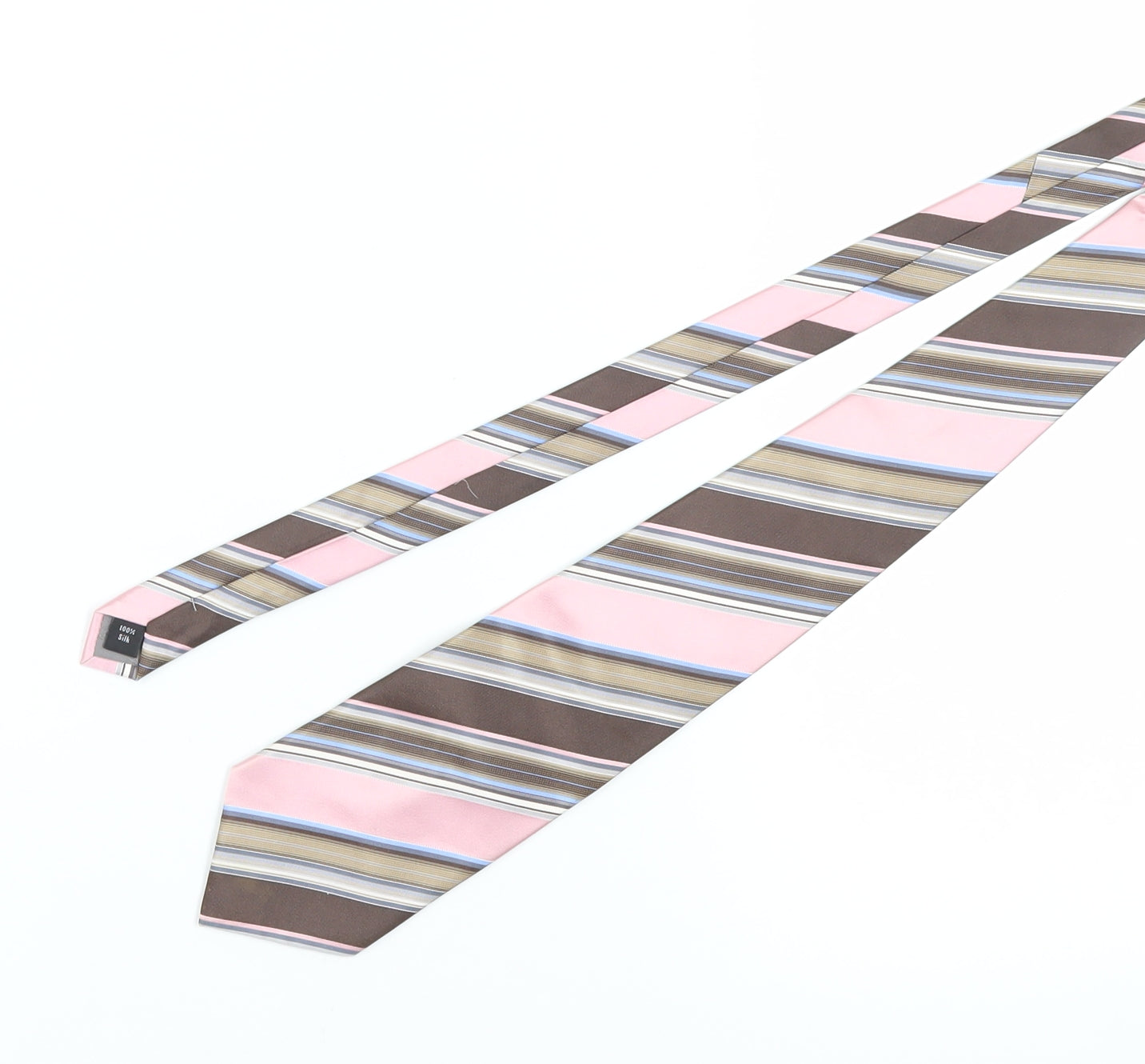 Thomas Nash Men’s Striped Silk Tie - Pink/Brown