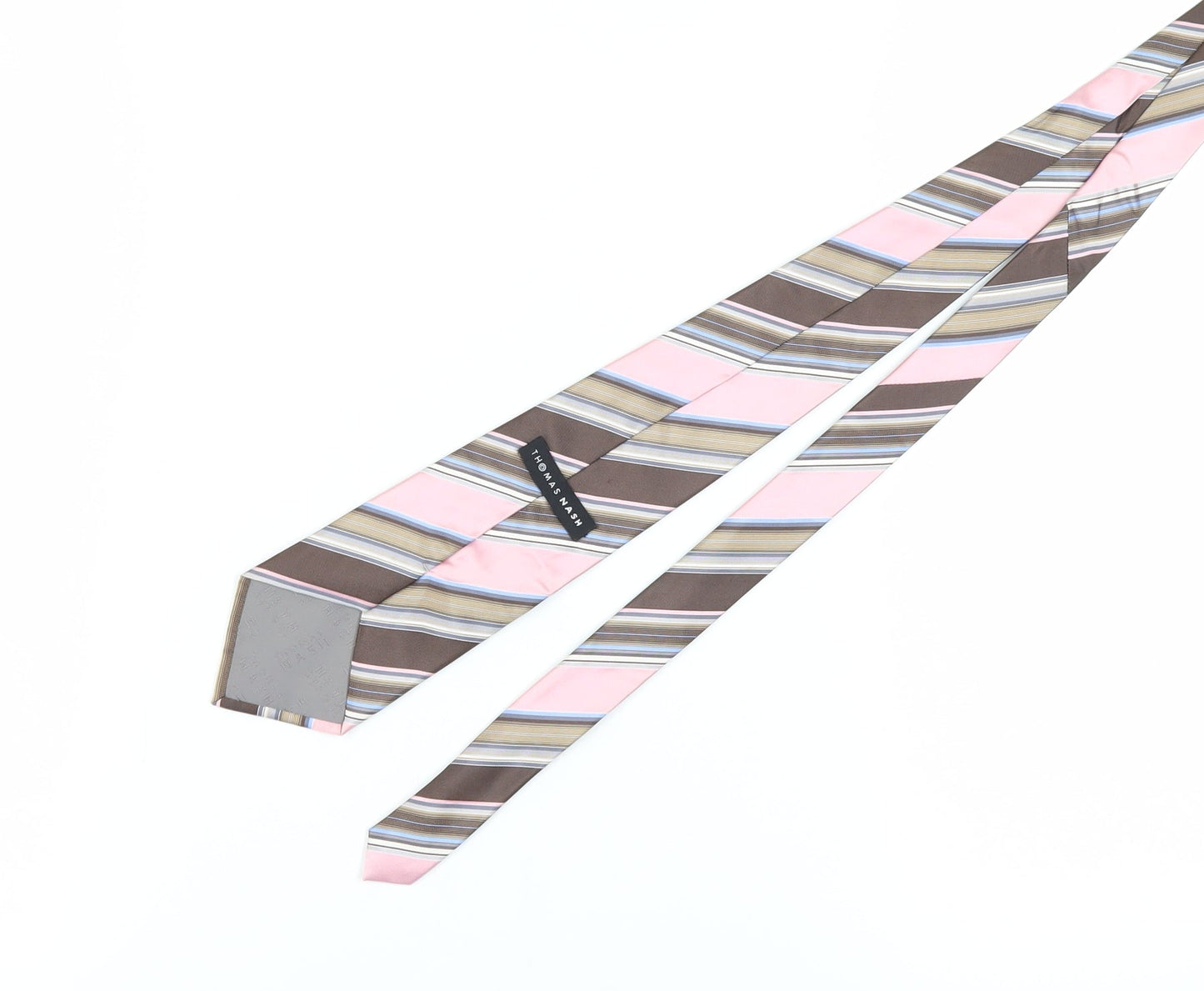 Thomas Nash Men’s Striped Silk Tie - Pink/Brown