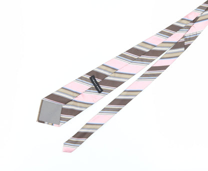 Thomas Nash Men’s Striped Silk Tie - Pink/Brown