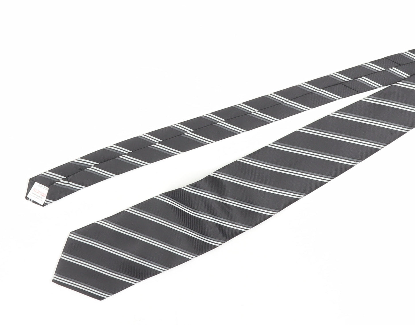 Jeff Banks Men's Black Striped Pointed Tie