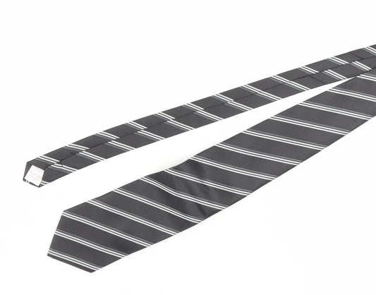 Jeff Banks Men's Black Striped Pointed Tie