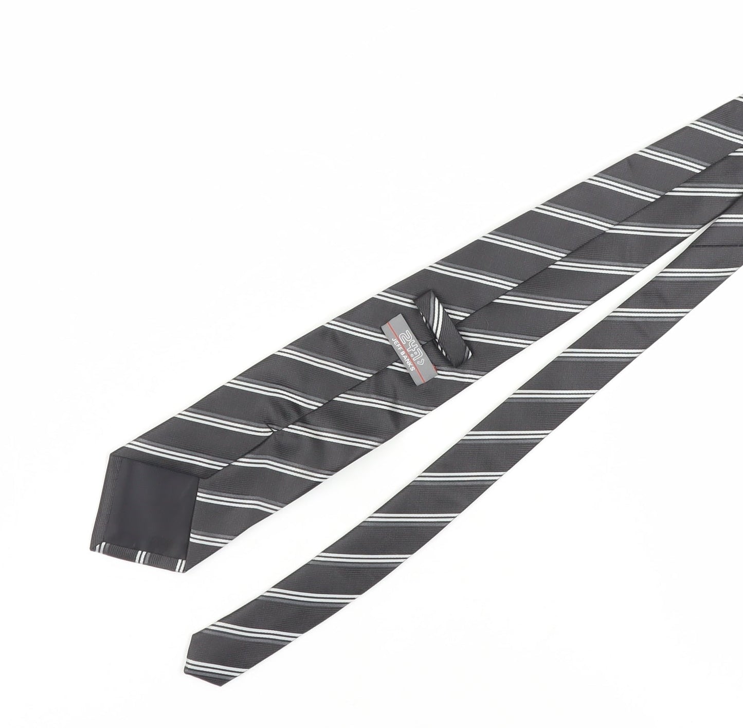 Jeff Banks Men's Black Striped Pointed Tie