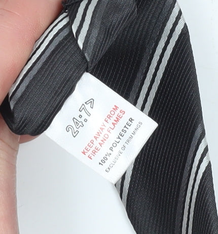 Jeff Banks Men's Black Striped Pointed Tie