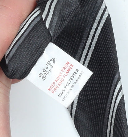 Jeff Banks Men's Black Striped Pointed Tie