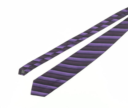 Mens Daniel Hechter Purple Striped 100% Silk Designer Tie