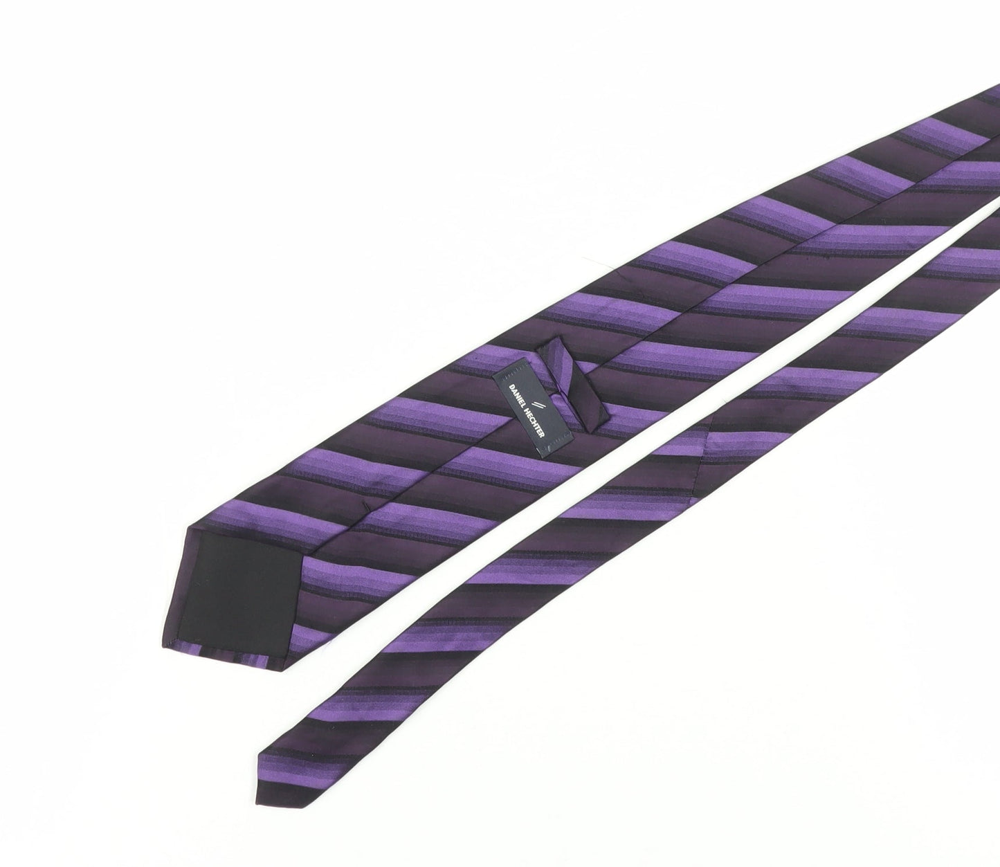Mens Daniel Hechter Purple Striped 100% Silk Designer Tie