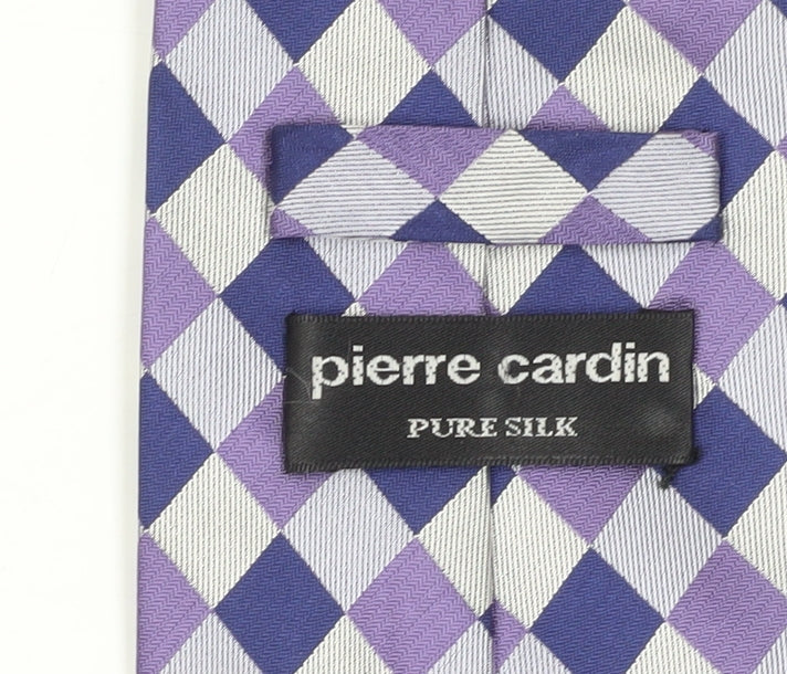 Pierre Cardin Men's Purple Plaid Silk Tie One Size