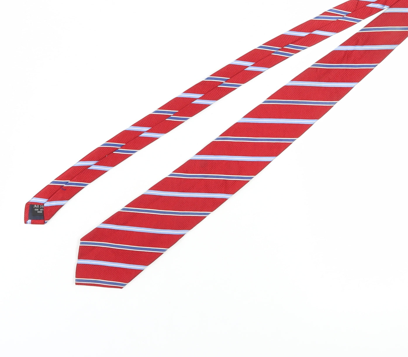 Mens Dehavilland Red Striped 100% Silk  Tie
