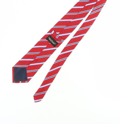 Mens Dehavilland Red Striped 100% Silk  Tie