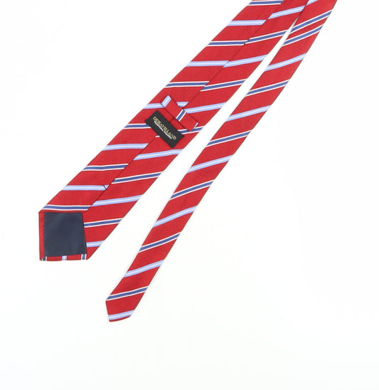 Mens Dehavilland Red Striped 100% Silk  Tie