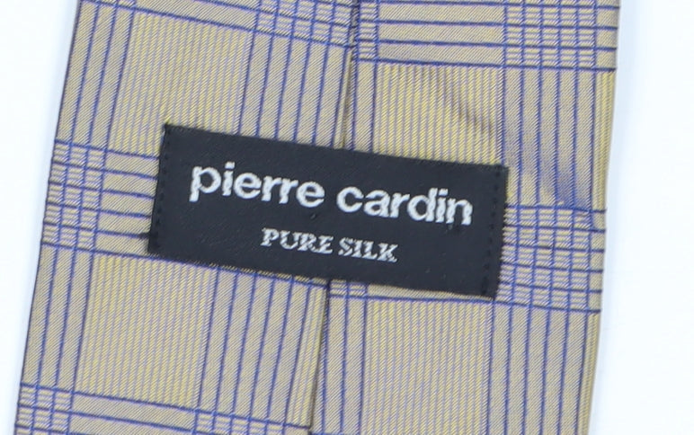 Pierre Cardin Men's Beige Silk Plaid Tie