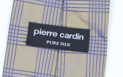 Pierre Cardin Men's Beige Silk Plaid Tie