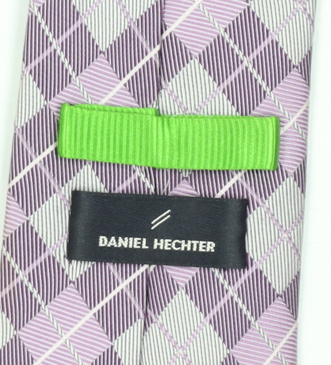 Mens Daniel Hechter Purple Plaids & Checks 100% Silk  Tie