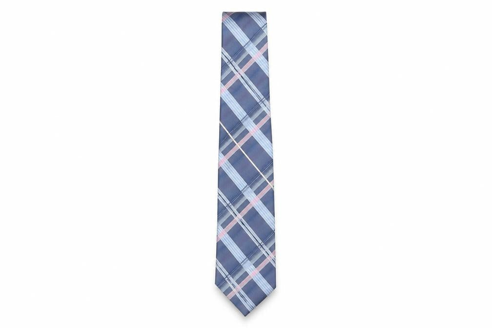 Mens Jeff Banks Blue Plaids & Checks 100% Silk  Tie