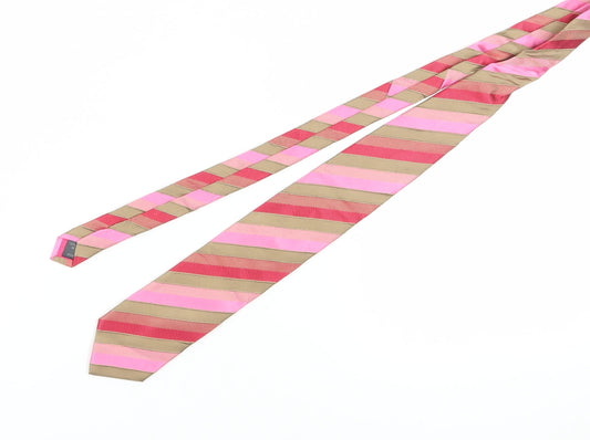 Jeff Banks Men's Pink Striped Silk Tie