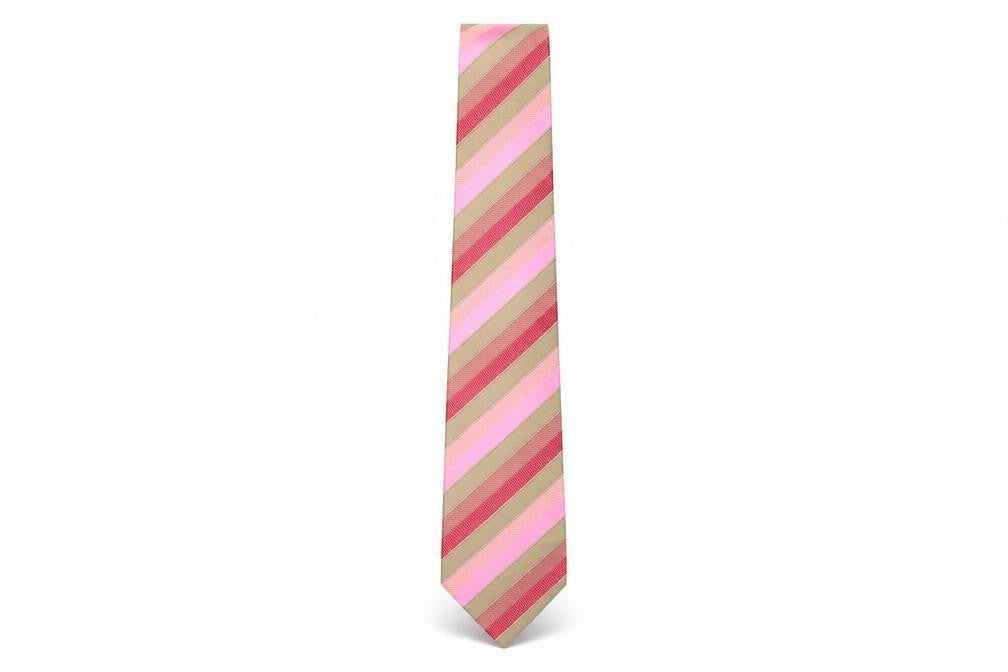 Mens Jeff Banks Pink Striped 100% Silk  Tie