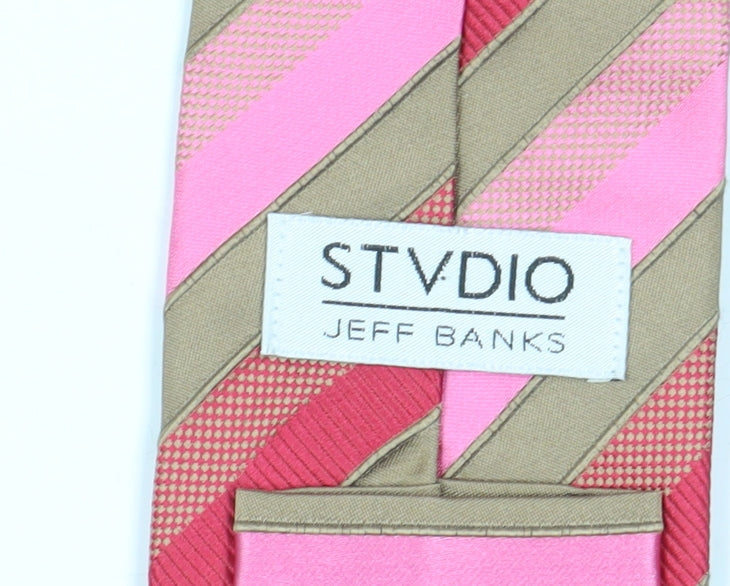 Jeff Banks Men's Pink Striped Silk Tie