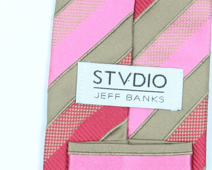 Jeff Banks Men's Pink Striped Silk Tie