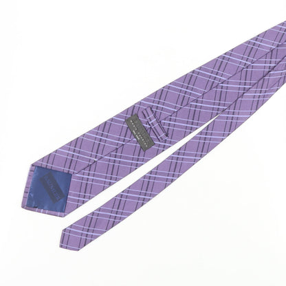 Mens Baumler Purple Plaids & Checks 100% Silk  Tie