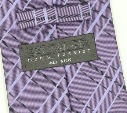 Mens Baumler Purple Plaids & Checks 100% Silk  Tie