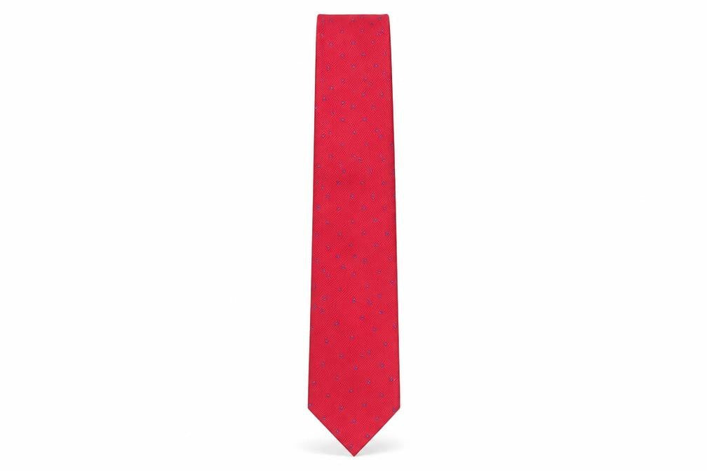 Mens T.M.Lewin Red Polka Dot 100% Silk Pointed Tie