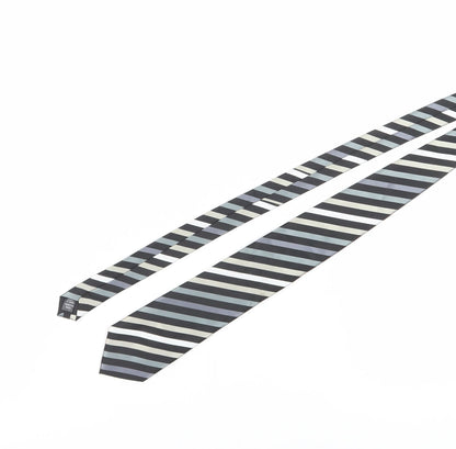 Thomas Nash Men's Black Grey Striped Tie One Size