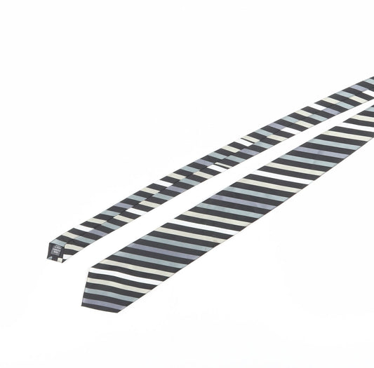 Thomas Nash Men's Black Grey Striped Tie One Size