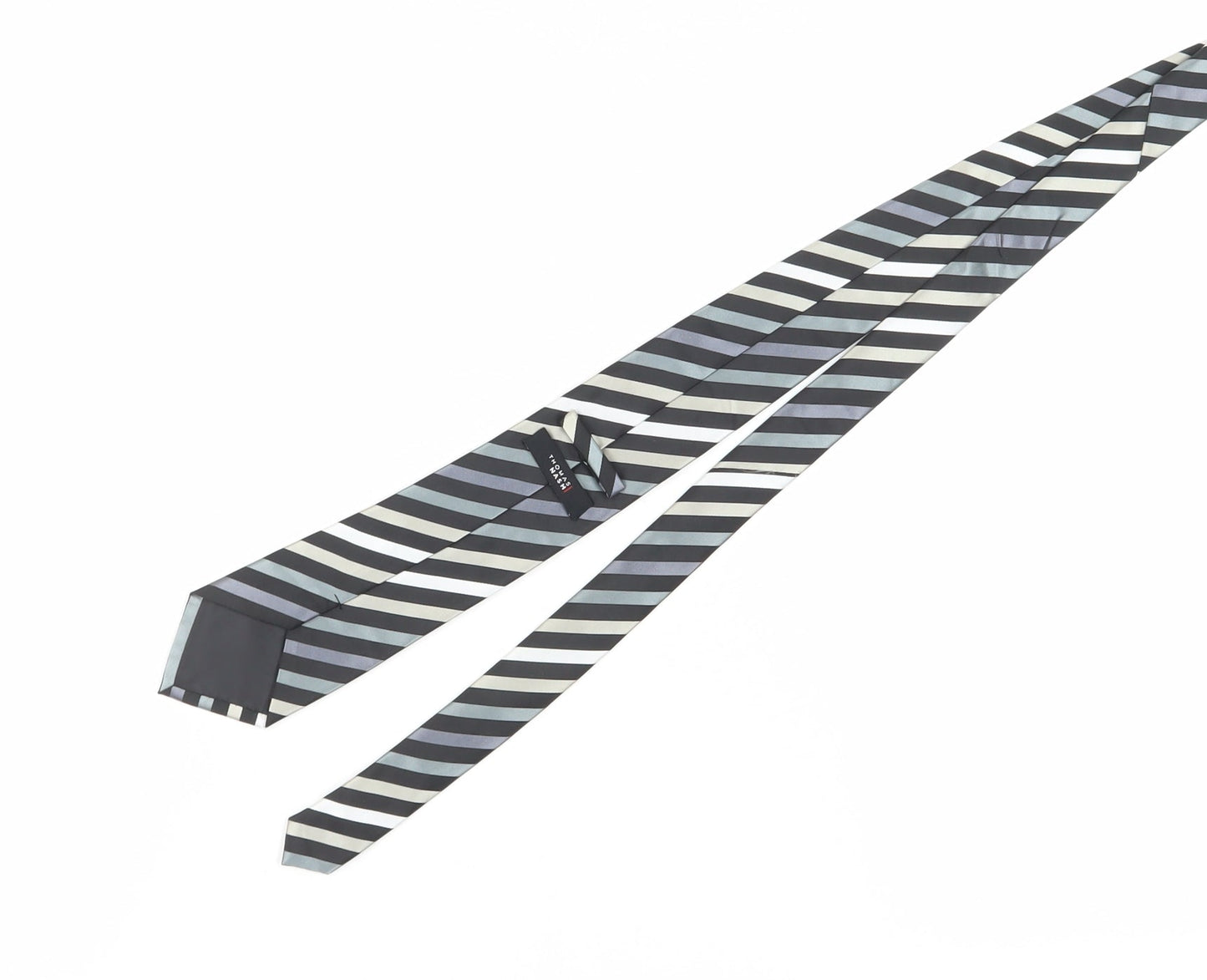 Thomas Nash Men's Black Grey Striped Tie One Size