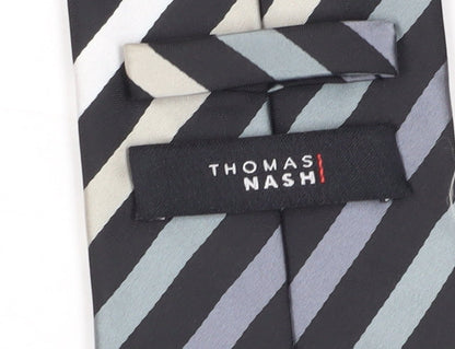 Thomas Nash Men's Black Grey Striped Tie One Size