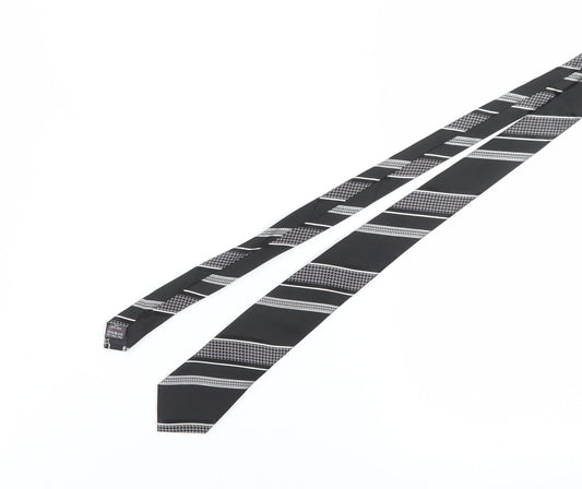 Jeff Banks Men's Black Houndstooth Silk Tie