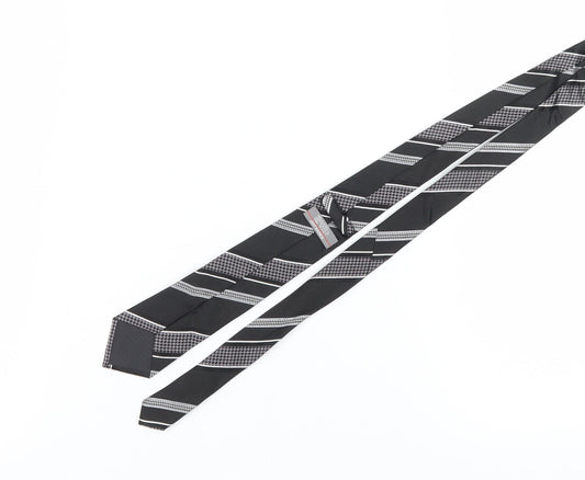 Jeff Banks Men's Black Houndstooth Silk Tie