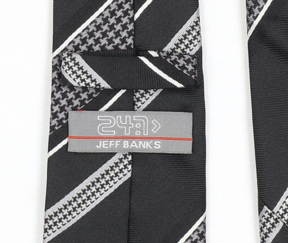 Jeff Banks Men's Black Houndstooth Silk Tie