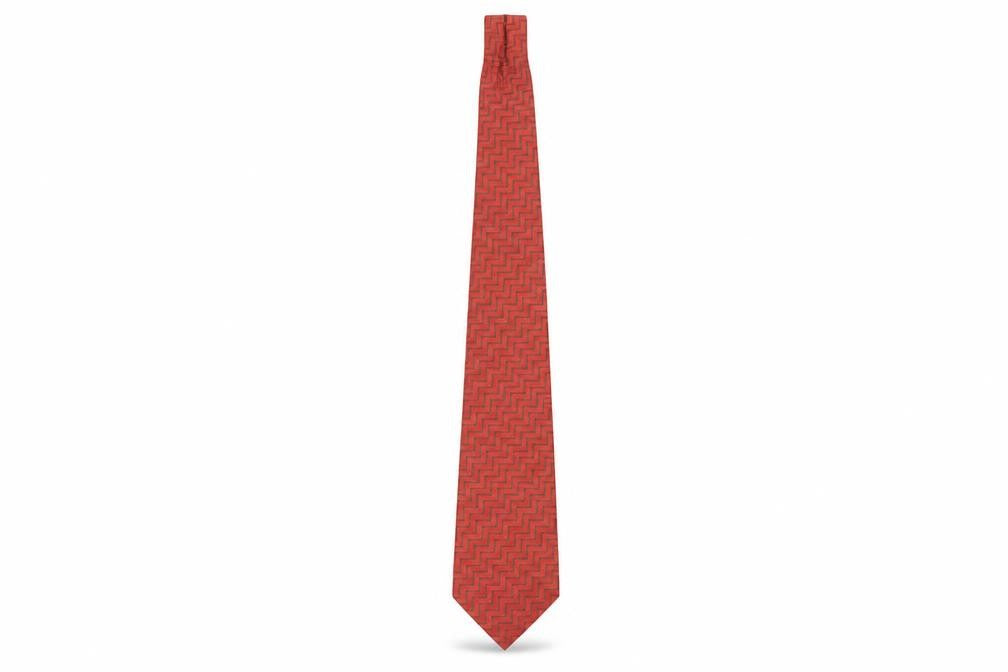 Mens Van Heusen Red Geometric 100% Silk  Tie