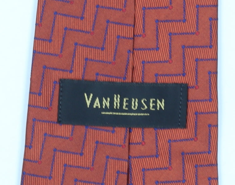 Van Heusen Men's Red Geometric Silk Tie, Excellent Condition