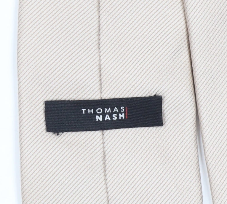 Thomas Nash Men’s Beige Silk Striped Tie