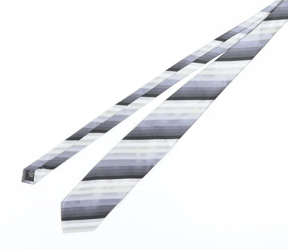 Thomas Nash Men's Grey Striped Pointed Tie