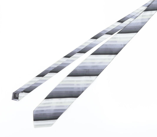 Thomas Nash Men's Grey Striped Pointed Tie