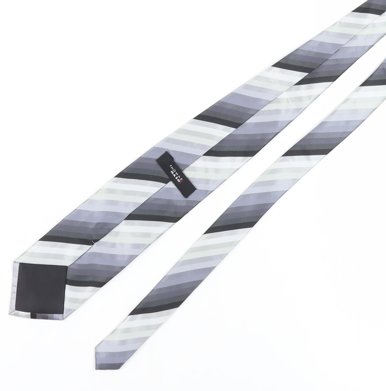 Thomas Nash Men's Grey Striped Pointed Tie