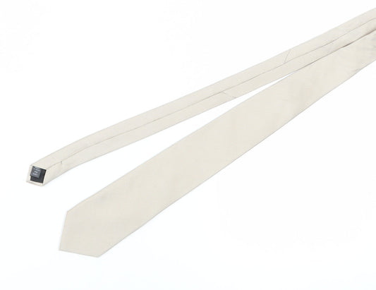 Thomas Nash Men's Beige Silk Slim Tie, Striped, One Size